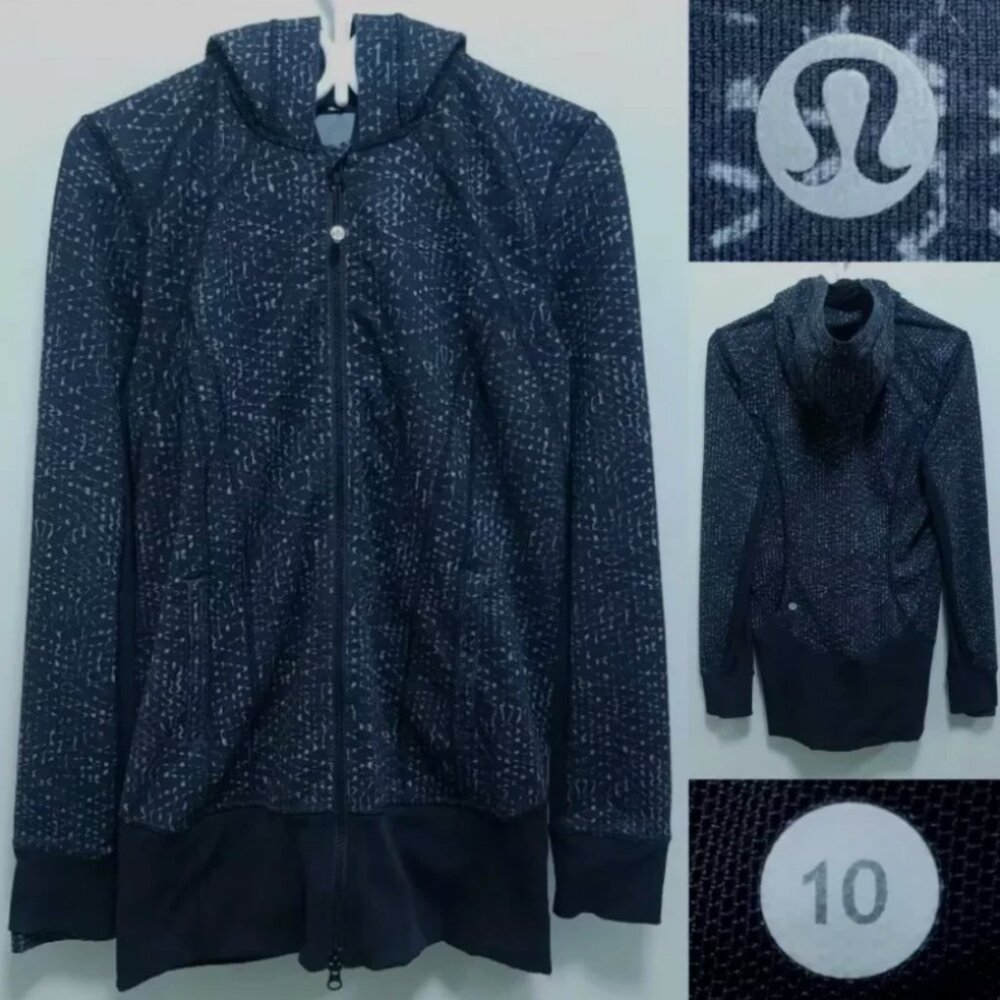 Lululemon Daily Practice Jacket 10 Large Samba Battleship Snake Hoodie Women's